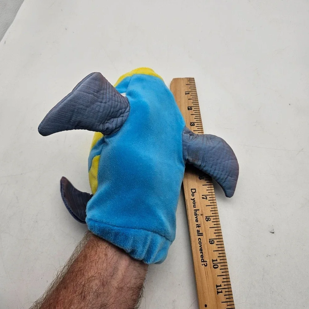 Caltoy Fish Hand Puppet Plush Blue Yellow Stripes Fins Soft Toy Kids Play
